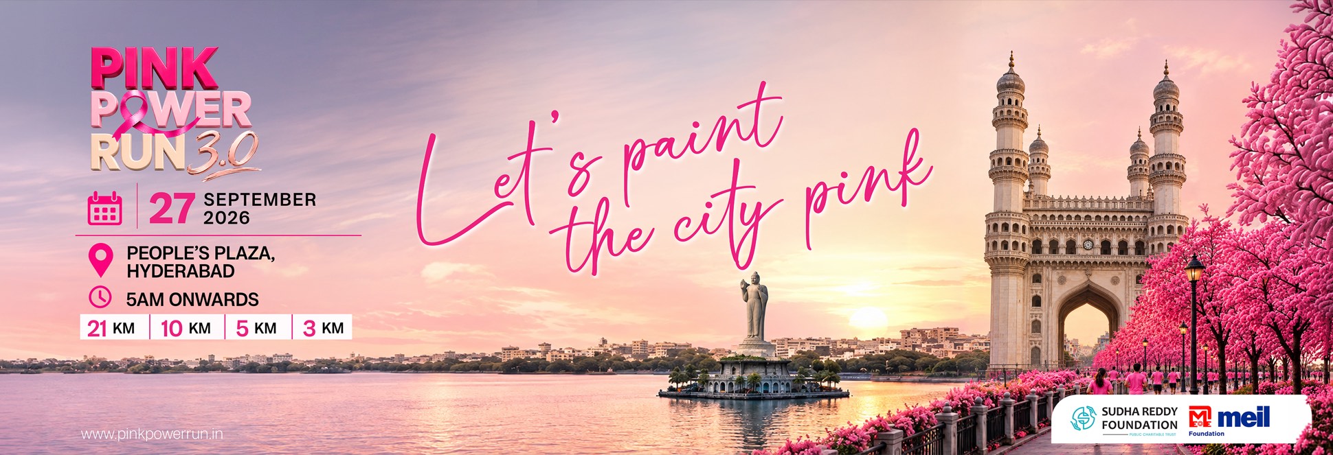 Pink Power Run 3.0, 27 September 2026, People's Plaza Hyderabad, 5am onwards. Register now.