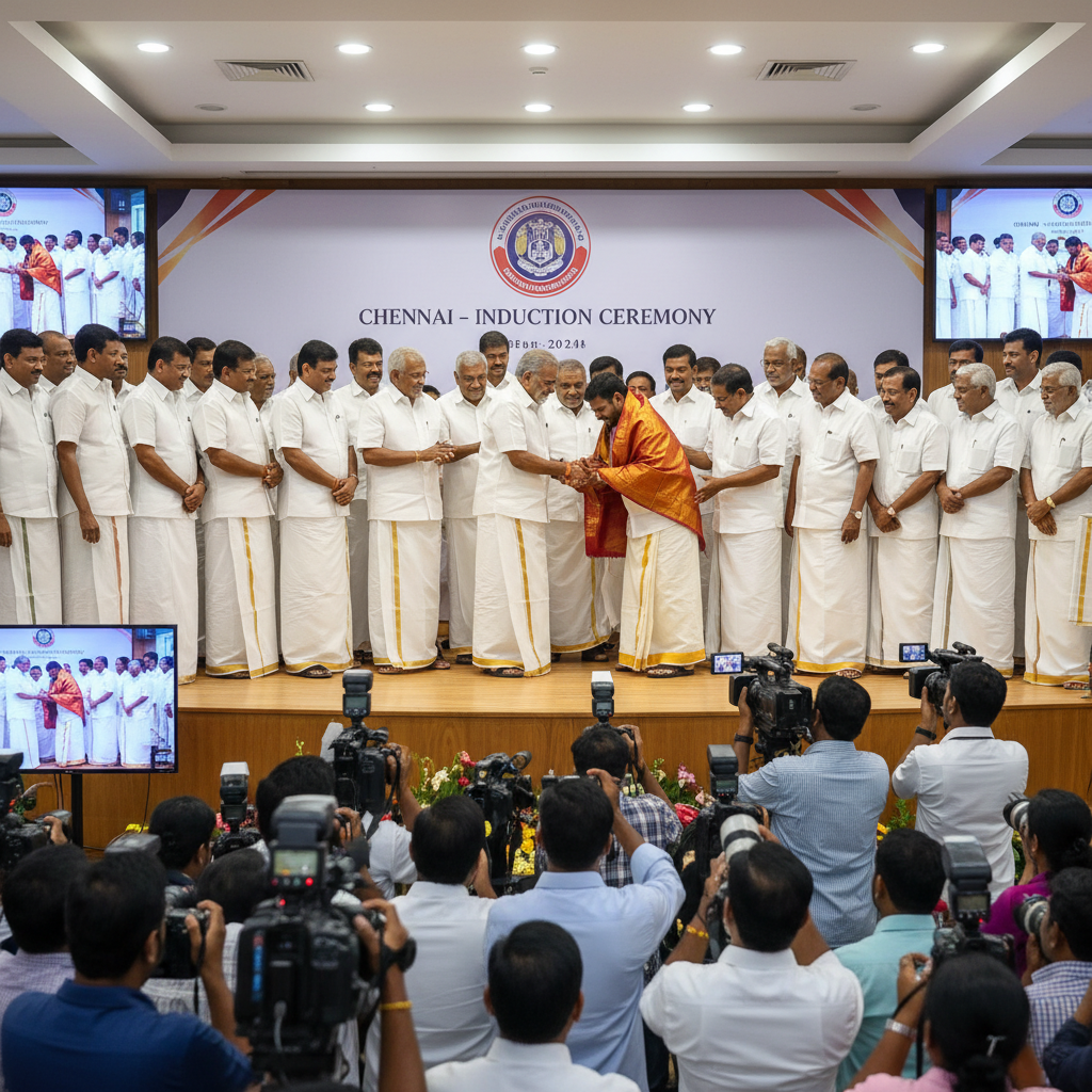 Three Former AIADMK Ministers and 10 Ex-MLAs Join TVK in Panaiyur