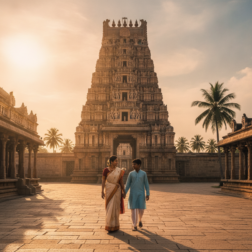 Aishwarya Rajinikanth Visits Tiruvannamalai Temple With Her Son Linga