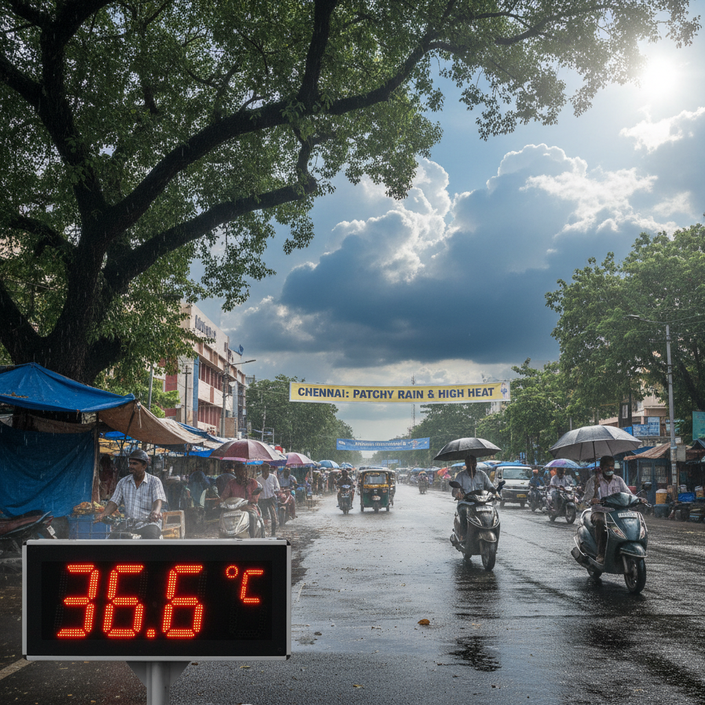 Chennai faces patchy rain and high temperatures of 36.6 degrees Celsius