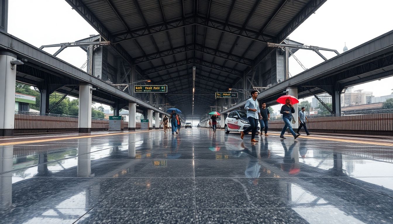 Rain Makes New Granite Floor Slippery After Chennai Park Station Inauguration