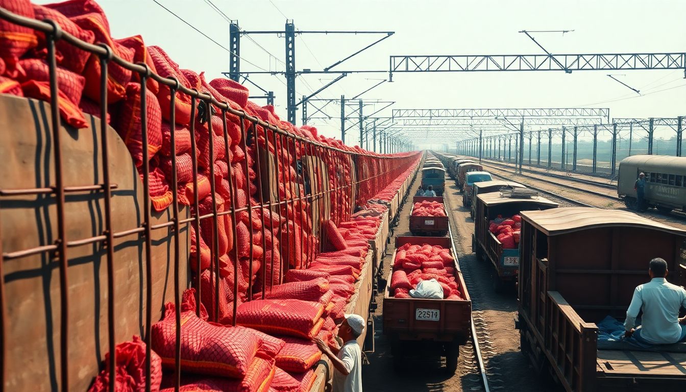 Onion Express Arrives at Tondiarpet Goods Shed With 840 Tonnes of Produce