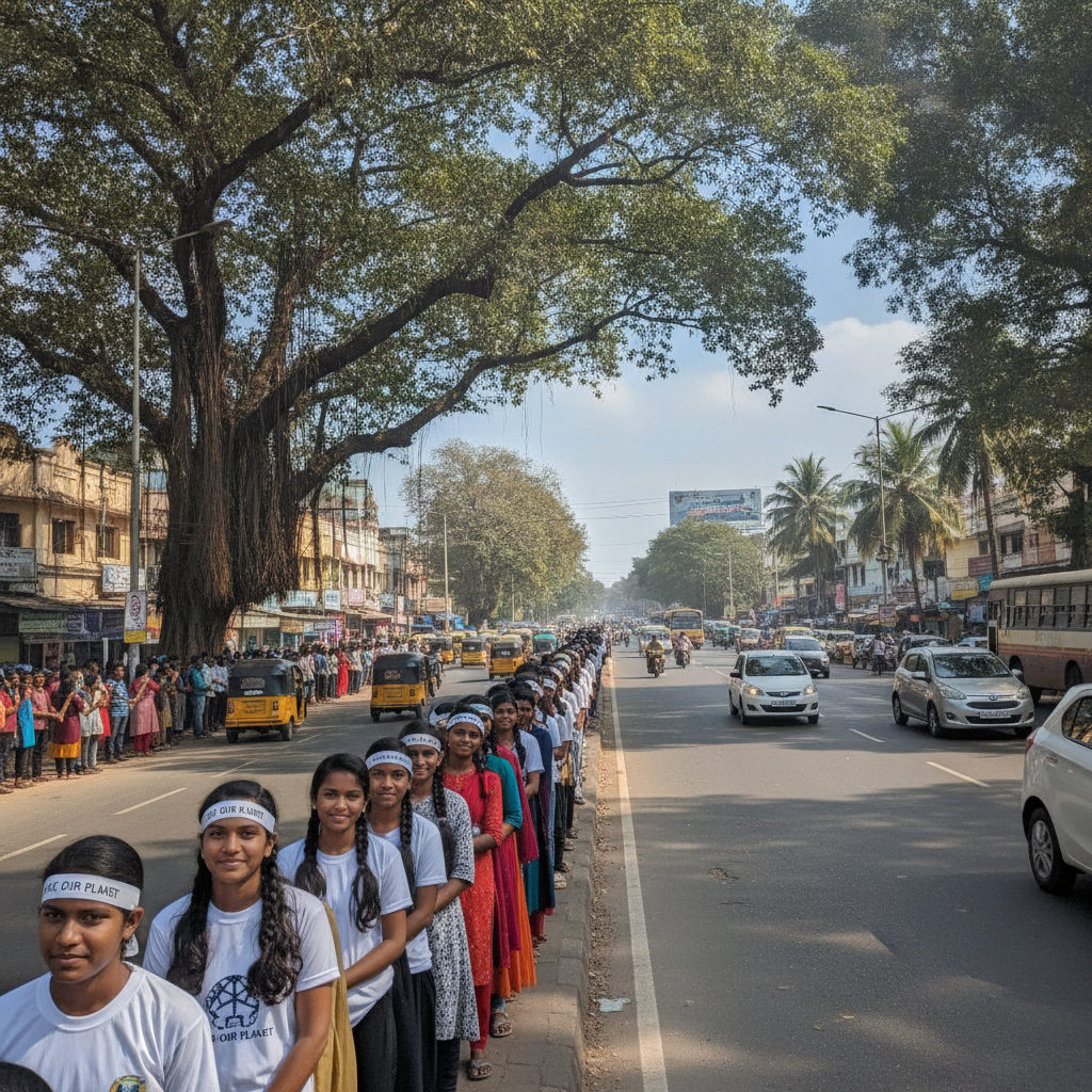 Anti-NEET Protestors Form Human Chain in Koyambedu on Day 9
