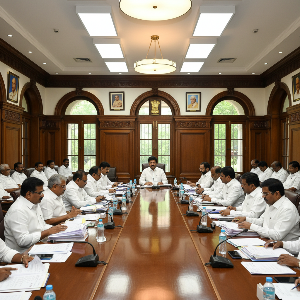 CM C Joseph Vijay Reviews 436 Projects in First Cabinet Meeting at Chennai Secretariat