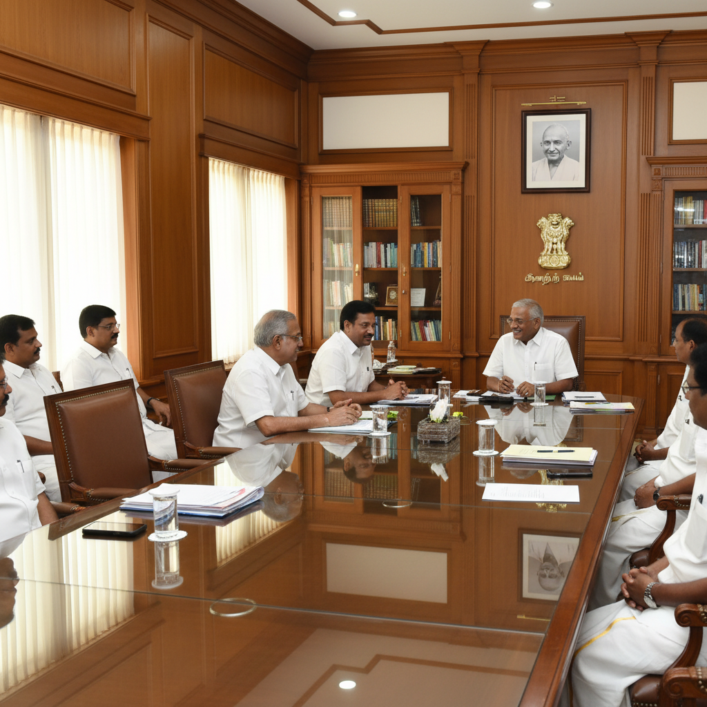 P. Chidambaram Meets Chief Minister C. Joseph Vijay at Chennai Secretariat