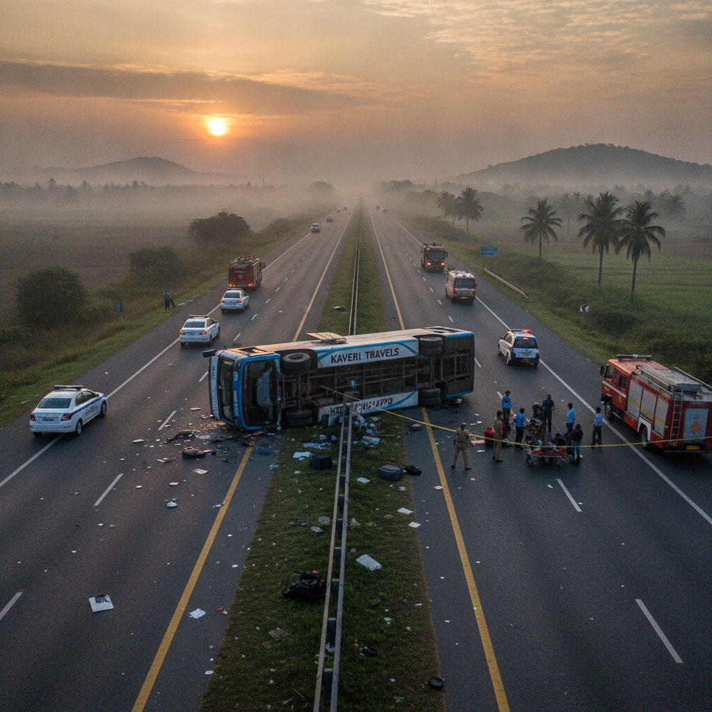 One Killed, 18 Injured as Bus Crashes into Tractor on Trichy-Chennai Highway
