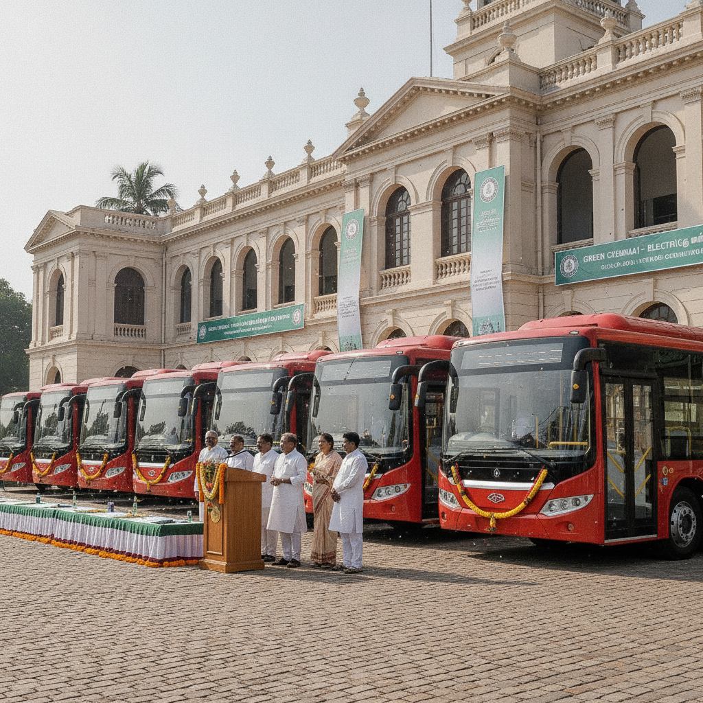 CM Vijay Flags Off 250 New MTC and State Buses at Secretariat in Chennai
